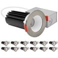 thumbnail image 1 of LUXRITE 2 In. LED Recessed Light, Round White & Brushed Nickel Interchangeable Trim, 5CCT, 1000LM, 15W, Dimmable 12 Pack, 1 of 7