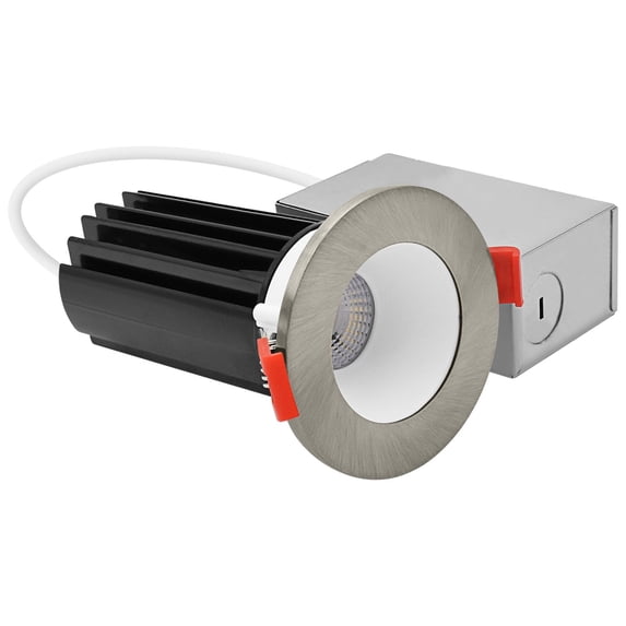 LUXRITE 2 In. LED Recessed Light, Round White & Brushed Nickel Interchangeable Trim, 5CCT, 1000LM, 15W, Dimmable 4 Pack