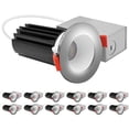 thumbnail image 1 of LUXRITE 2 In. LED Recessed Light, Round White & Chrome Interchangeable Trim 5CCT 1000LM 15W High Output Dimmable 12 Pack, 1 of 7