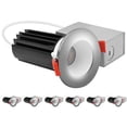 thumbnail image 1 of LUXRITE 2 In. LED Recessed Light, Round White & Chrome Interchangeable Trim, 5CCT 1000LM 15W High Output Dimmable 6 Pack, 1 of 7