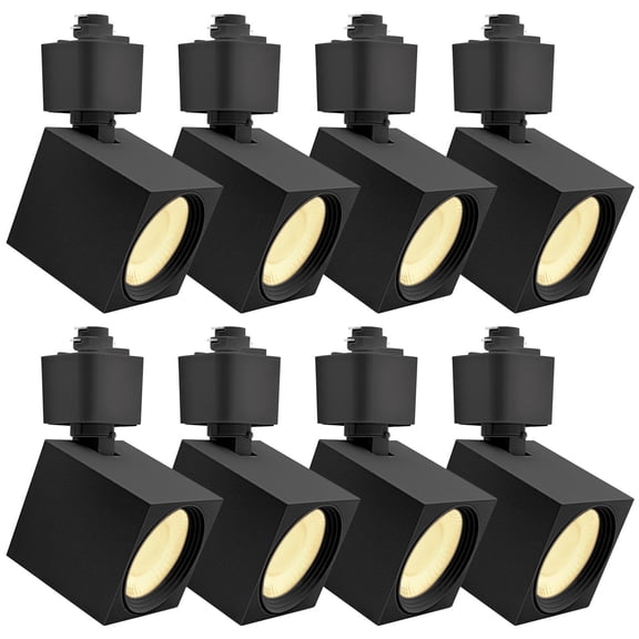 LUXRITE 2 Inch LED Track Lighting Heads, 5CCT 2700K/3000K/3500K/4000K/5000K, CRI90, 10W, 800 Lumens, Adjustable 358 + 90 Tilt, H Type Track Light Heads, Dimmable, ETL Listed, Square Black 8 Pack