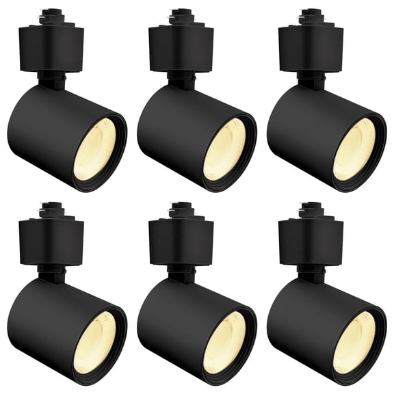 LUXRITE 2 Inch LED Track Lighting Heads, 5CCT 2700K/3000K/3500K/4000K/5000K, CRI90, 10W, 800 Lumens, Adjustable 358 + 90 Tilt, H Type Track Light Heads, Dimmable, ETL Listed, Round Black 6 Pack