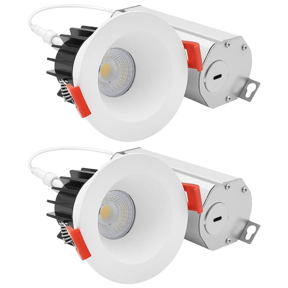 LUXRITE 2" LED Recessed light Interchangeable White Trim, 8W, 600LM, 5CCT, 60, Dimmable, Twist N Lock, CRI90, 2 Pack