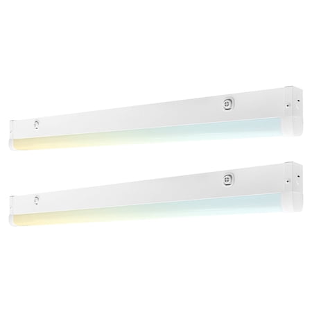 LUXRITE 24 Inch LED Linear Light Fixture, 3CCT Selectable 3500K/4000K/5000K, 15/20/25W Wattage Selectable, 1950-3250 Lumens, Dimmable, 120-277V, Commercial Shop Light, Damp Rated, UL & DLC Listed...