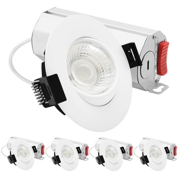 LUXRITE 3" Gimbal LED Recessed Light, 5CCT, 9W, 750LM, Dimmable, CRI90, ETL 4PK