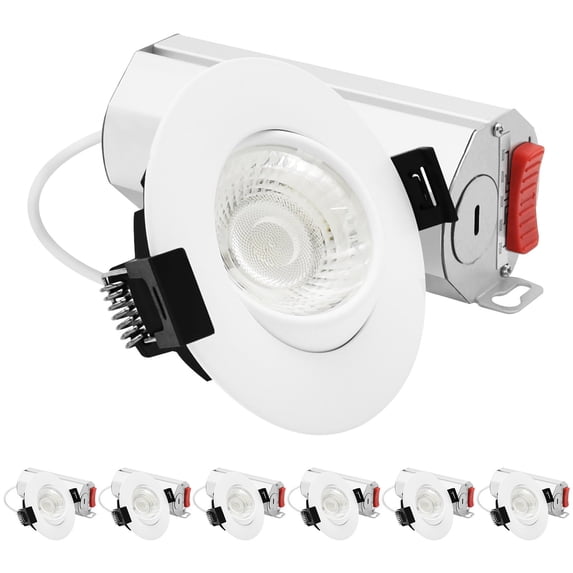 LUXRITE 3" Gimbal LED Recessed Light, 5CCT, 9W, 750LM, Dimmable, CRI90, ETL 6PK