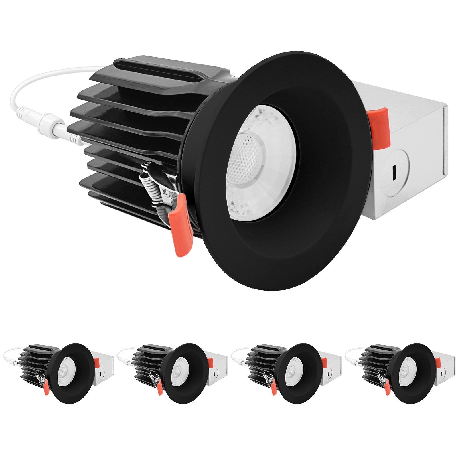 LUXRITE 3 In. LED Regressed Spotlight + Round Black Trim, 15W, 1250LM ...