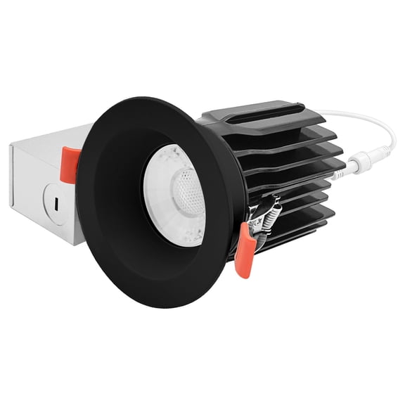 LUXRITE 3 In. LED Regressed Spotlight + Round Black Trim, 15W, 1250LM, 5CCT 60 Beam, Dimmable, Twist N' Lock CRI90, ETL