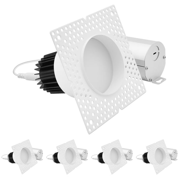 LUXRITE 3 In. LED Regressed Trimless Spotlight, Push N Lock, 5CCT, 15W, 950LM, CRI 90, Dimmable, 120-277V, ETL, 4 Pack