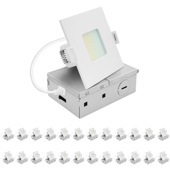 LUXRITE 3 In. LED Square ECO Backlit Mini Panel Light, 5CCT 2700K-5000K, 660LM, 8W, 100 Beam Dimmable ETL Rated 24 Pack