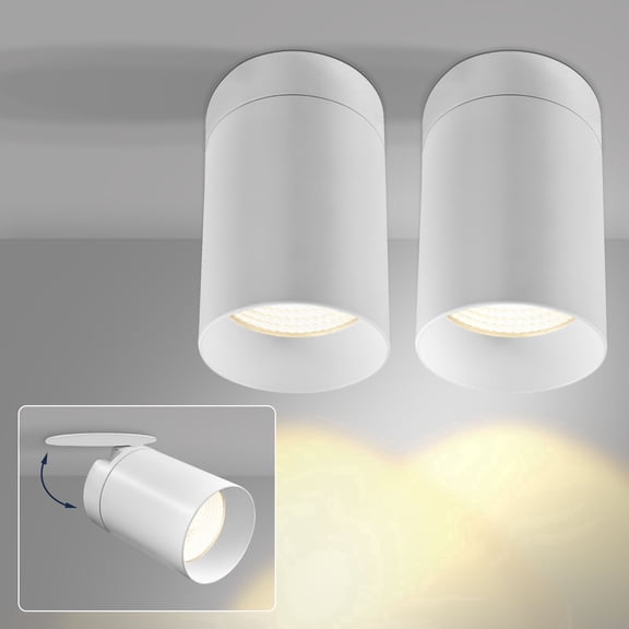 LUXRITE 3-Inch Cylinder Downlight Ceiling Spot Light 5CCT 15W, 1000 Lumens Dimmable ETL Listed White 2 Pack