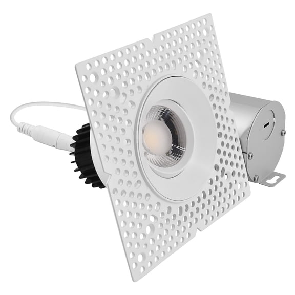 LUXRITE 3-Inch LED Gimbal Trimless Spotlight with J-Box, Push N Lock, 5CCT, 12W, 1100LM, CRI90, Dual Dimmable, IC Rated