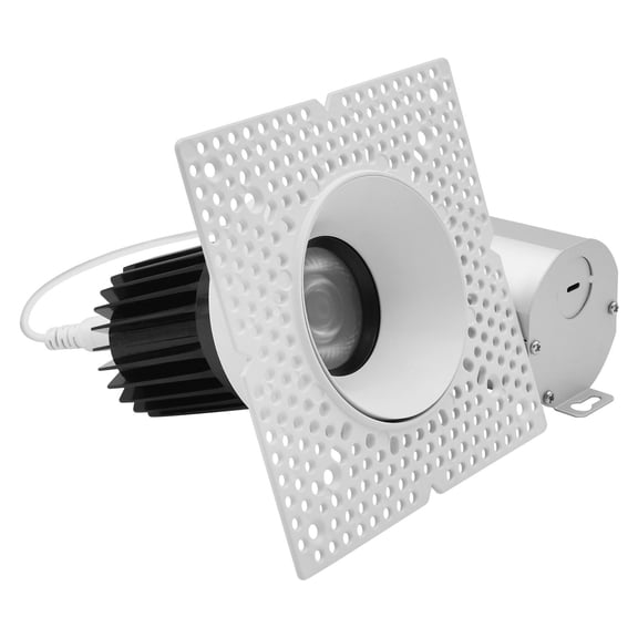 LUXRITE 3-Inch LED Trimless Recessed Spotlight with J-Box, Push N Lock Zoomable, 5CCT Selectable 2700K5000K, 15W 1100LM CRI90, Dual Dimmable TRIAC/0-10V, Adjustable Beam 2450, IC & Damp Rated