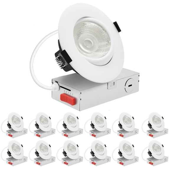 LUXRITE 4" Gimbal LED Recessed Light, 5CCT, 15W, 1250LM, Dimmable CRI90 ETL 12PK