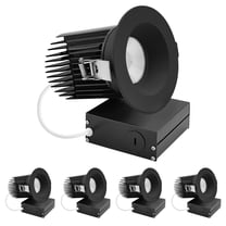 LUXRITE 4 In. LED Recessed light with Round Black Trim, 5CCT, CRI90, 22W, 1700 Lumens, 38, Dimmable IC & Wet Rated 4PK