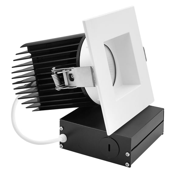 LUXRITE 4 In. LED Recessed light with Square White Trim, 5CCT, CRI90, 22W, 1700 Lumens, 38, Dimmable, IC Rated