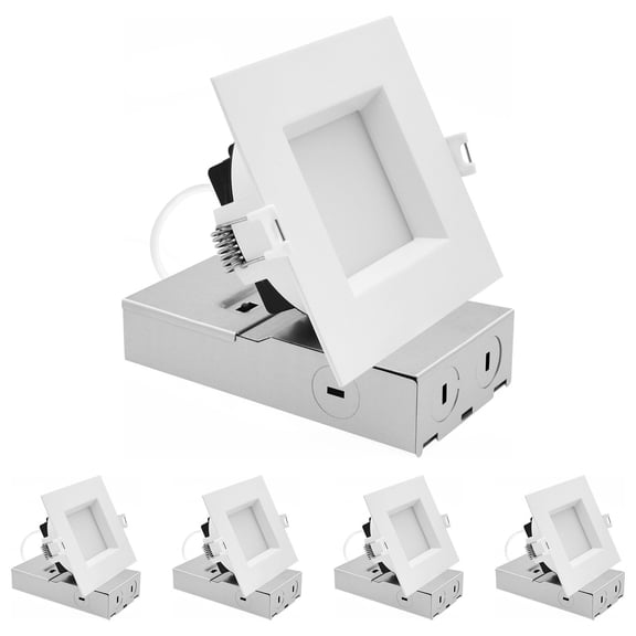 LUXRITE 4 In. LED Square Regressed Mini Panel Light, 5CCT, 12-19W, Up to 1800LM, Dual Dimmable, 90 Beam, ETL 4 Pack