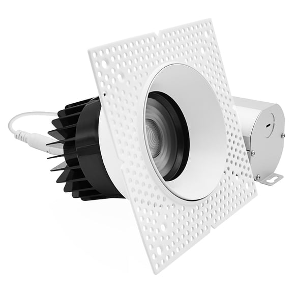 LUXRITE 4 In. LED Trimless Recessed Spotlight, Zoomable, Push N' Lock, 5CCT, 2100LM, Dual Dimmable 25W, 24-50 Beam ETL