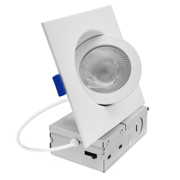 LUXRITE 4 In. Square Floating Gimbal LED Recessed Light, 360 Rotation & 90 Tilt, 5CCT, 10W, 1000LM, Dimmable IC Rated