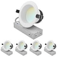 thumbnail image 1 of LUXRITE 4 Inch LED Recessed Light J-Box 5CCT 12/16/20W Dimmable 1200/1600/2000LM Wet Rated 4 Pack, 1 of 7