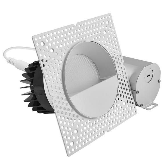 LUXRITE 4" LED Trimless Spotlight with Wall Washer Trim 25W, 2000LM, 5CCT, 38, Dimmable, IC Rated, CRI90, ETL, White