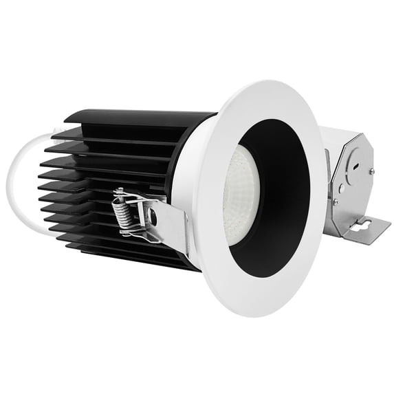 LUXRITE 4" LED Recessed light with Round Black/White Baffle Trim, 5CCT, CRI90, 22W, 60, 1700LM, Dimmable, Wet Rated