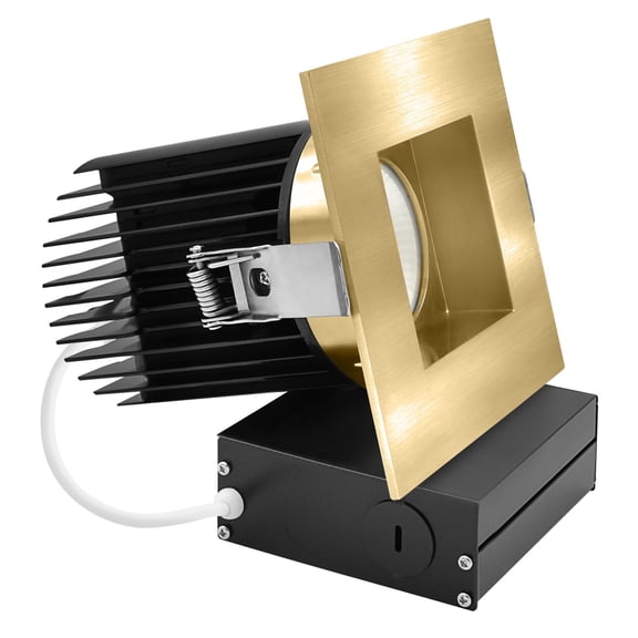 LUXRITE 4" LED Recessed light with Square Brass Trim, 5CCT, CRI90, 22W, 1700 Lumens, 38, Dimmable, IC & Wet Rated
