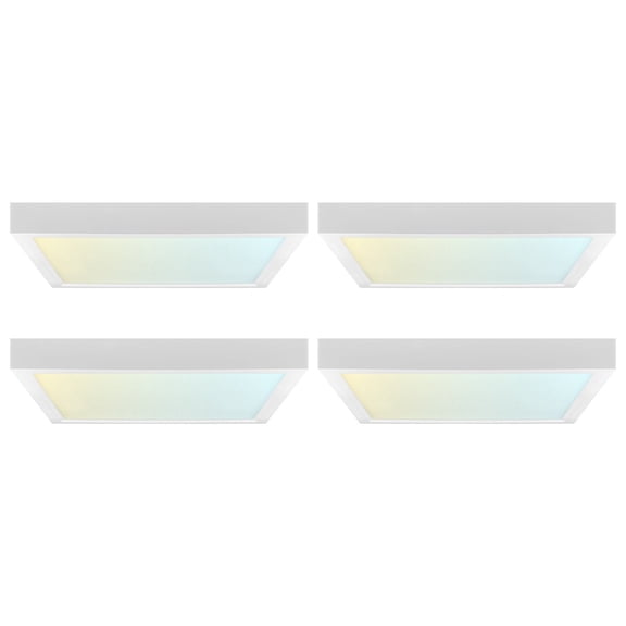 LUXRITE 5 In. LED Flush Mount Light, Surface Mount, 5CCT, 820LM, CRI90, 110, 10W, Dimmable UL Listed Square Trim 4 Pack