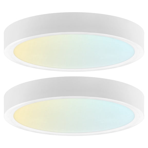 LUXRITE 5 In. LED Flush Mount Light, Surface Mount, 5CCT, 820LM, CRI90, 110, 10W, Dimmable Wet Rated & UL Listed 2 Pack