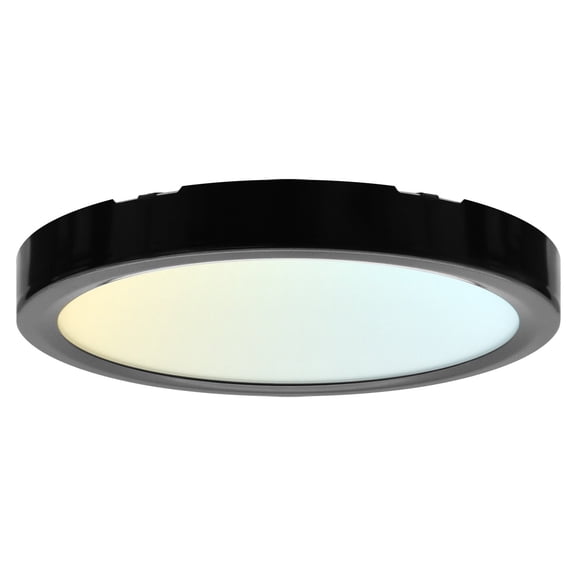 LUXRITE 5 In. LED Flush Mount Light, Surface Mount, 5CCT, 820LM, CRI90, 110 Beam, 10W, Dimmable, UL Listed, Black Trim