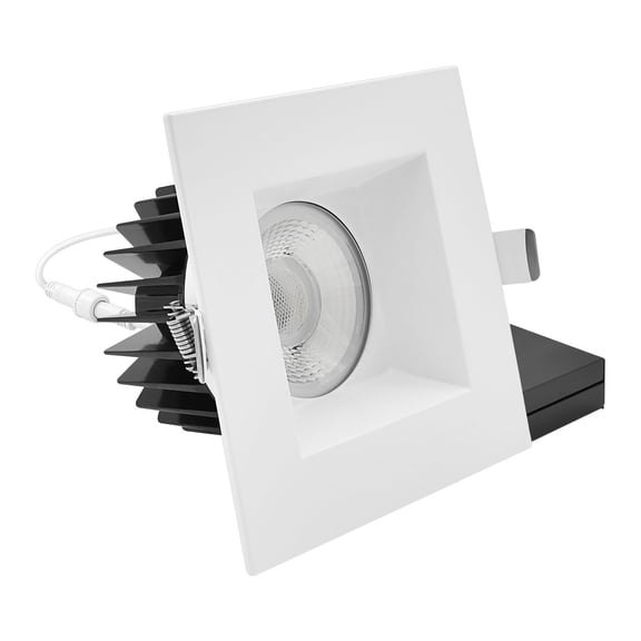LUXRITE 5 In. LED Regressed Light with Square White Trim, 22W, 1800LM, 5CCT, 60 Beam, Dimmable, Twist-N-Lock CRI90 ETL