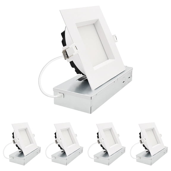 LUXRITE 5 In. LED Square Regressed Mini Panel Light, 5CCT, 16-26W, Up to 2500LM, Dual Dimmable, 100 Beam, ETL 4 Pack