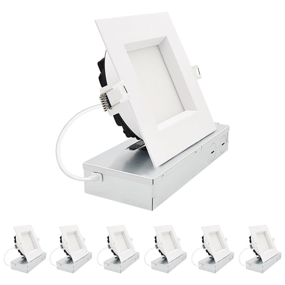 LUXRITE 5 In. LED Square Regressed Mini Panel Light, 5CCT, 16-26W, Up to 2500LM, Dual Dimmable, 100 Beam, ETL 6 Pack