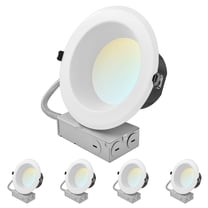 LUXRITE 6" Commercial LED Recessed Light J-Box 5CCT 10/17/21W Dimmable 1000/1800/2500LM 120-277V 4PK