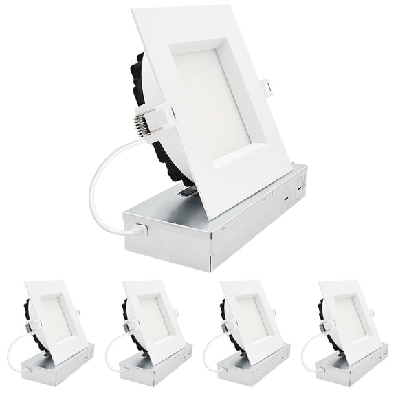 LUXRITE 6 In. LED Square Regressed Mini Panel Light, 5CCT, 19-32W, Up to 3000LM, Dual Dimmable, 100 Beam, ETL, 4 Pack