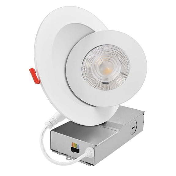 LUXRITE 6 Inch Gimbal LED Recessed Light J-Box 5CCT Dimmable 15W 1000 Lumens Adjustable Downlight IC Rated ETL Listed