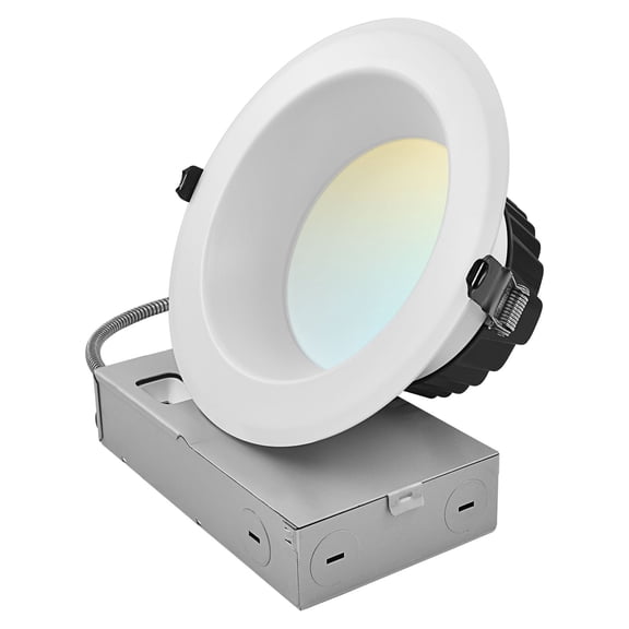 LUXRITE 6 Inch LED Recessed Light J-Box 5CCT 30/40/50W TRIAC Dimmable 3000/4000/5000LM Wet Rated