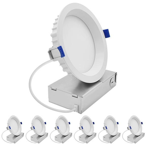LUXRITE 6 Inch LED Regressed Mini Panel, Recessed Light, 5CCT, 12W/15W, 770/1150LM, CRI90, Dual Dimmable 100 ETL 6 Pack