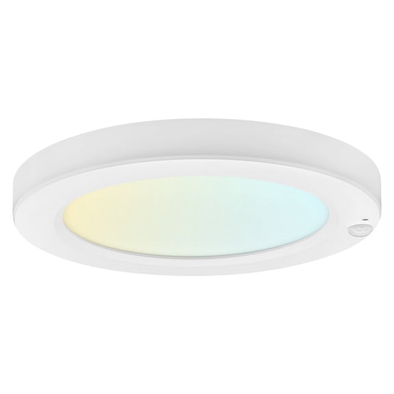 LUXRITE 7 In. Flush Mount Ceiling Light with Photocell Sensor, 5CCT, 1050LM, 15W, CRI90 110 Beam Wet Rated & ETL Listed