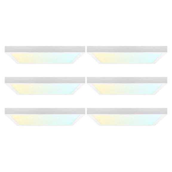 LUXRITE 7 In. LED Flush Mount Light, Surface Mount, 5CCT, 1150LM, CRI90, 110, 14W Dimmable UL Listed Square Trim 6 Pack