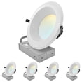 thumbnail image 1 of LUXRITE 8 Inch LED Recessed Light J-Box 5CCT 50/65/80W Dimmable 5000/6500/8000LM Wet Rated 4 Pack, 1 of 7