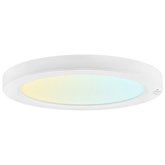 LUXRITE 9 In. Flush Mount Ceiling Light with Photocell Sensor, 5CCT, 1500LM, 18W, CRI90 110 Beam Wet Rated & ETL Listed
