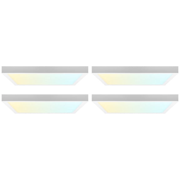 LUXRITE 9 In. LED Flush Mount Light, Surface Mount, 5CCT, 1500LM, CRI90, 110, 18W Dimmable UL Listed Square Trim 4 Pack