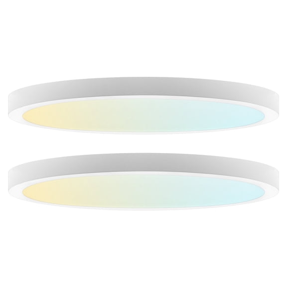 LUXRITE 9 In. LED Flush Mount Light, Surface Mount, 5CCT, 1500LM, CRI90, 110, 18W Dimmable Wet Rated & UL Listed 2 Pack
