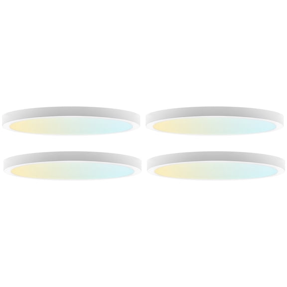 LUXRITE 9 In. LED Flush Mount Light, Surface Mount, 5CCT, 1500LM, CRI90, 110, 18W Dimmable Wet Rated & UL Listed 4 Pack