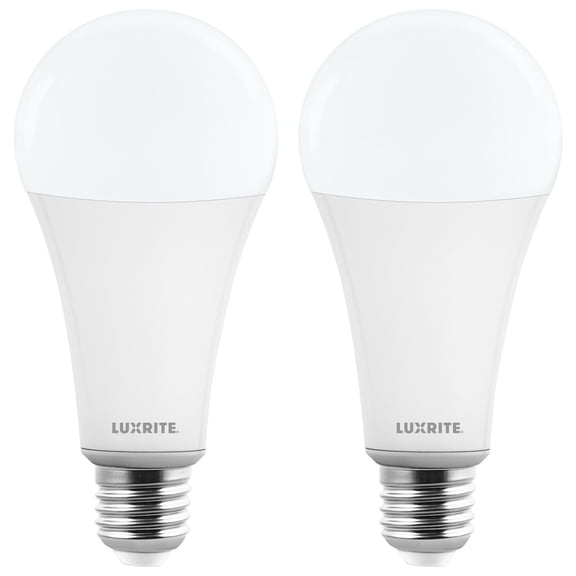 LUXRITE A23 LED Light Bulb, E26 Base, 33W, 4000LM, Dimmable, 4000K Cool White, 240 Beam, CRI80, 120V, UL Listed 2 Pack