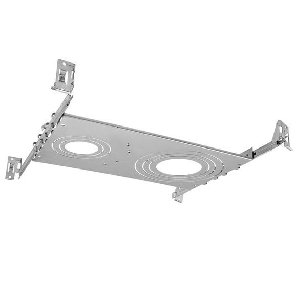 LUXRITE New Construction Mounting Plate, 2-3-4-5-6 Inch, Extendable Hanger Bars, Sliding Plate, Wafer Lights Bracket, 7 Cutout Sizes, Galvanized Steel, Recessed Lighting Shallow Housing