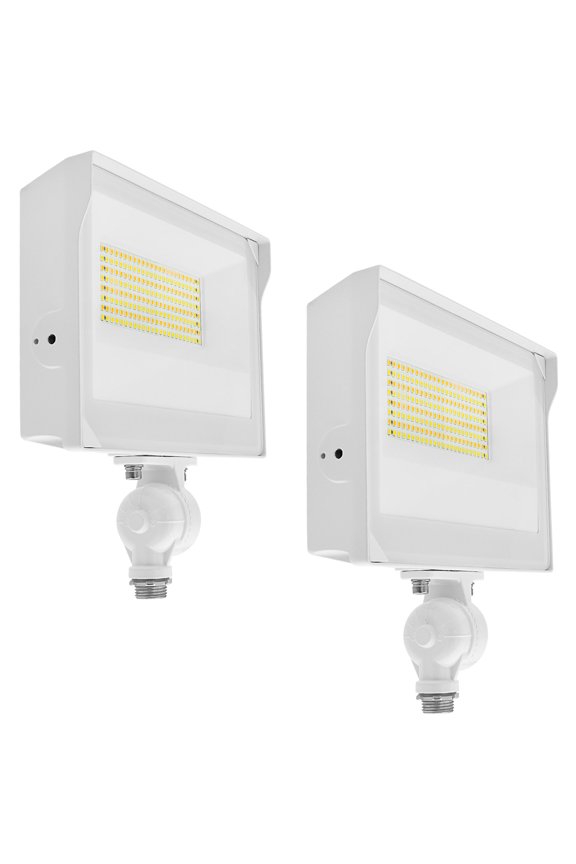 Universal LED Flood Light, Knuckle Mount, IP65, 3CCT, 35/50/60W, Up to 8760LM, Dimmable, Photocell Sensor 2 Pack
