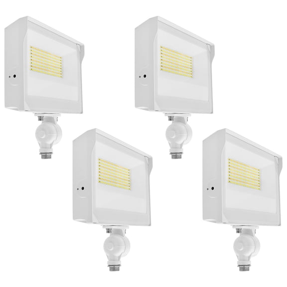 LUXRITE Universal LED Flood Light, Knuckle Mount, IP65, 3CCT, 35/50/60W, Up to 8760LM, Dimmable, Photocell Sensor 4 Pack