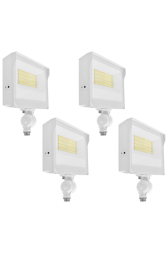 Universal LED Flood Light, Knuckle Mount, IP65, 3CCT, 35/50/60W, Up to 8760LM, Dimmable, Photocell Sensor 4 Pack